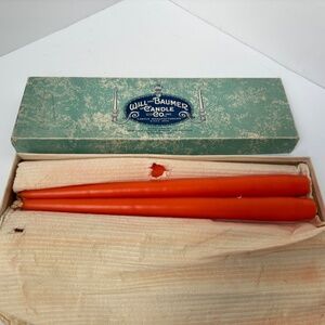 Antique vintage Will & Baumer orange taper candles